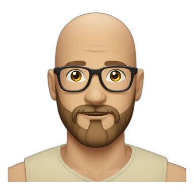 bald beard man with tattoo in glasses sticker