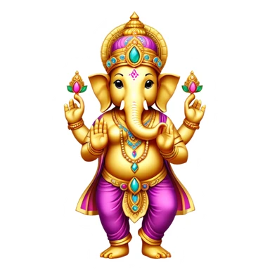 Golden and jewelled Ganesh standing sticker