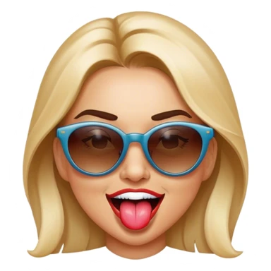 female sunglasses tongue winking sticker
