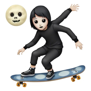 goth skater boi ghost sk8 boarding under a moon sticker