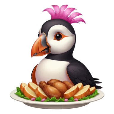 pink puffin pink feathers roast dinner sticker