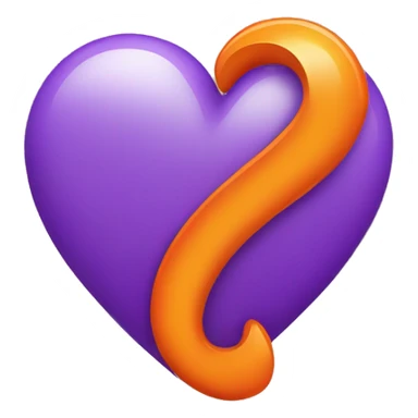 half purple heart half orange heart sticker