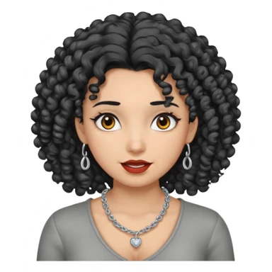 Female with Silver Necklace, grey skin,curley hair, different expressions. sticker