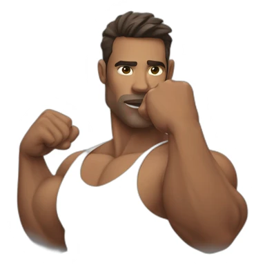 strong muscular male face running a finger along his jawline sticker