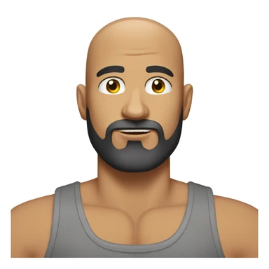 bald man with beard, lots of muscle, wearing a tank top sticker