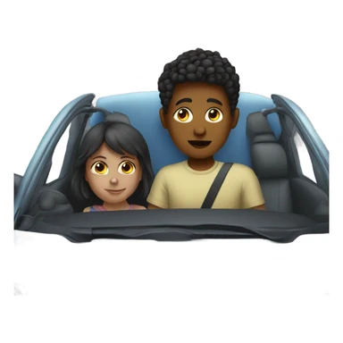 curious boy in car interior with a girl sticker