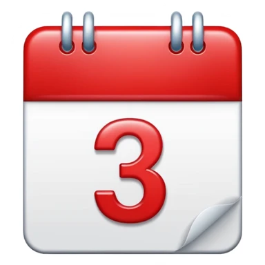 calendar with number 3 red top sticker