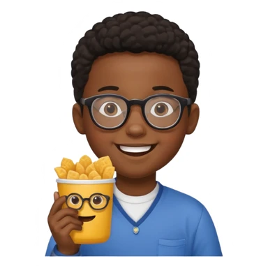 snack holding black kid with glasses sticker