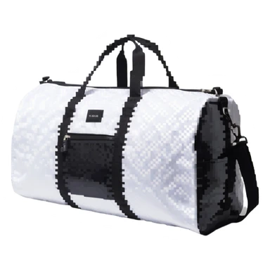all white duffle bag with white strap sticker