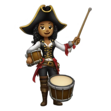 female pirate drummer sticker