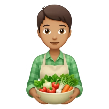 Healthy home cooking humanless avatar in clean style vibrant illustration. Fresh vegetables bowl, green tones, simple shapes, flat design, friendly and light. sticker