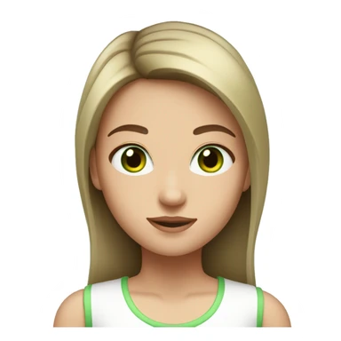 Girl with brown straight hair and green eyes and white top  sticker