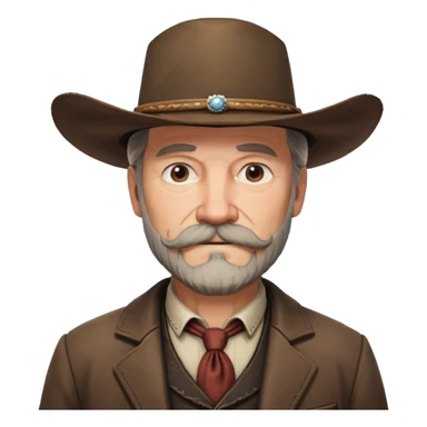Dutch van der Linde from Red Dead Redemption 2, older man with mustache and beard, cowboy hat, suit sticker