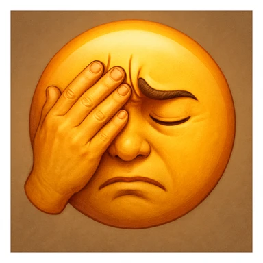 facepalm emoji face, expressive, detailed, digital art sticker
