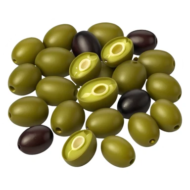 black and green olives cut into pieces like a toppings sticker