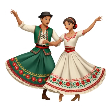 cinematic-realistic-scene-of-two-male and female dancers-performing-the-tarantella,-dressed-in-flowing-traditional-italian costumes-with-detailed-embroidery-and-dynamic-skirts,-captured-in-festive-motion-with-warm,-lively-lighting sticker