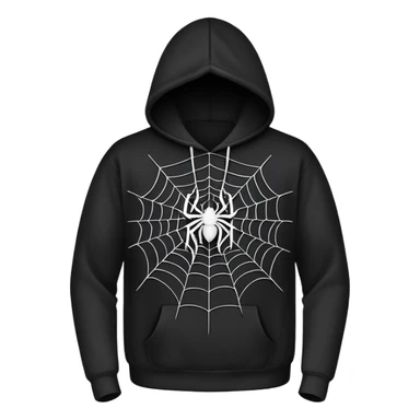 black  hoodie with a spider web on it sticker