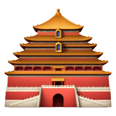 Cinematic Realistic Forbidden City Landmark Emoji, showcasing the imperial palace with iconic red walls and golden roofs rendered with rich textures and regal lighting. sticker