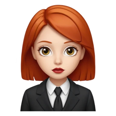 red haired girl, with thick lips, big eyes and she looks like an attorney sticker