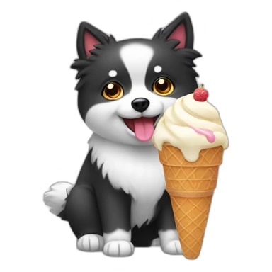 cute spitz eat ice cream sticker