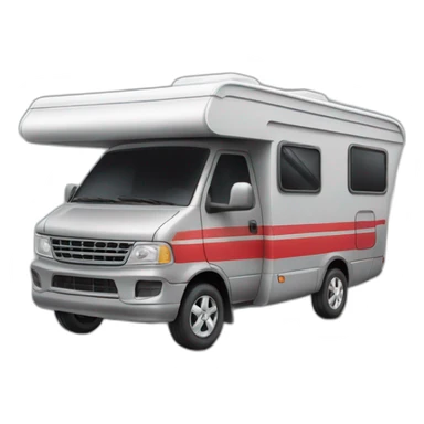 Grey camping car with red Line in the middle and a Christmas Hat on the roof sticker