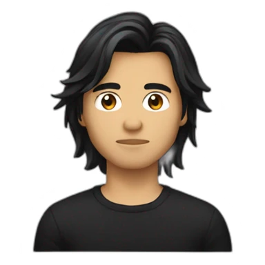 Filipino guy with hair like duff mckagan but black wearing black shirt sticker