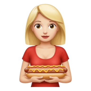 Naked blonde woman with hotdog in tits sticker