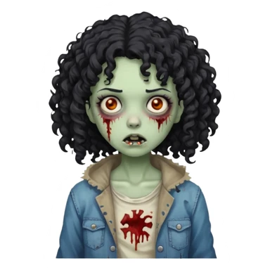 garota zumbi com cabelo cacheado preto sticker