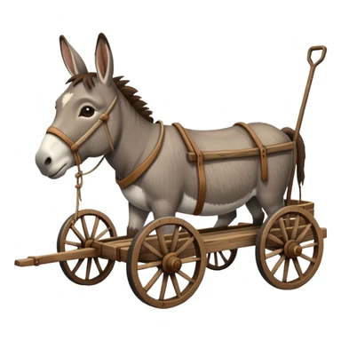 donkey and wagon together, rustic look, minimal details sticker