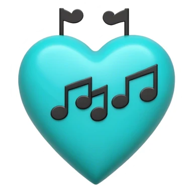 Turquoise heart and real black notes sticker