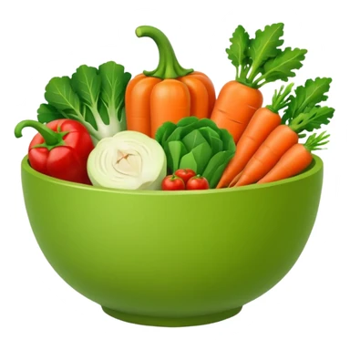 Healthy home cooking humanless avatar in clean style vibrant illustration. Fresh vegetables bowl, green tones, simple shapes, flat design, friendly and light. sticker