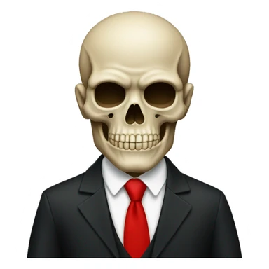Skull emoji wearing black formal wear with red tie   sticker