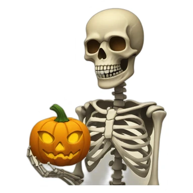 skeleton with a pumpkin head sticker