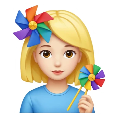 Girl with pinwheel hair clip sticker
