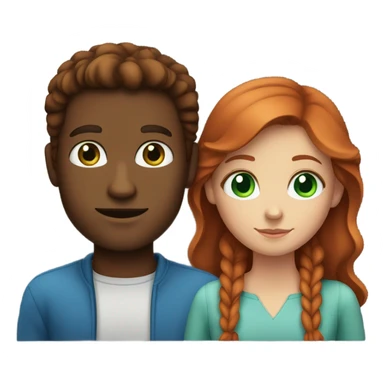 Red hair girl with green eyes girlfriend with dark brown man with blue eyes boyfriend sticker