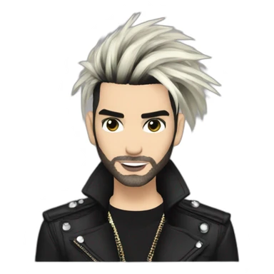 Bill Kaulitz black hair down automatic performance sticker