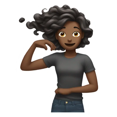 androgynous person doing a hair flip sticker