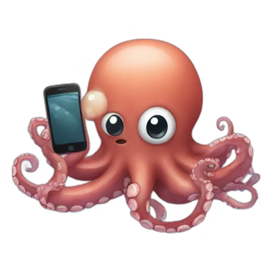 Octopus talking with smartphone sticker