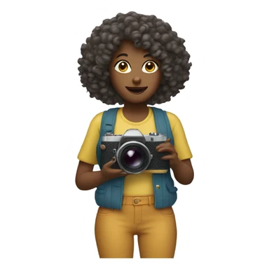 woman with curly hair holding digital camera sticker