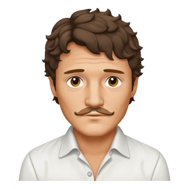 Pedro pascal looking steamy in an opened white button down shirt with perfect ringlets short hair  sticker