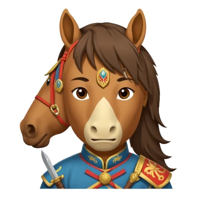 horse face, mogolian ancient army with small knife sticker