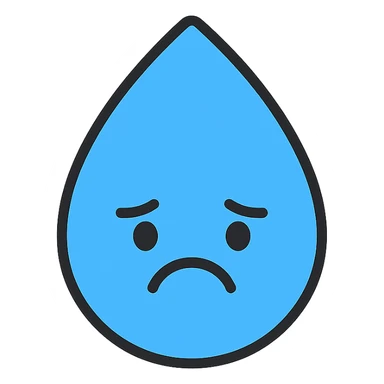 sad water droplet icon with color and black outlines sticker