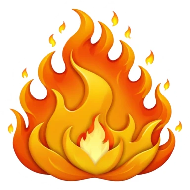 fire emoji in iPhone style, with a more dynamic and wavy flame sticker