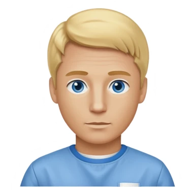 Phillip Morris with golden blonde hair, blue eyes, white inmate outfit sticker