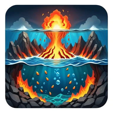 Seafloor spreading with tectonic plates moving apart and magma rising between them sticker