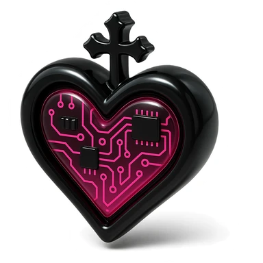 BLACKPINK-inspired gothic object, futuristic and bold, black and pink, glossy circuit style sticker