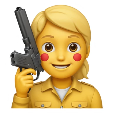 Create a smiling face emoji that’s holding a gun aimed to their forehead sticker