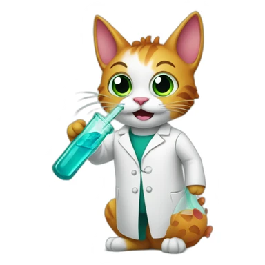 Dragon cat scientist with test tube sticker