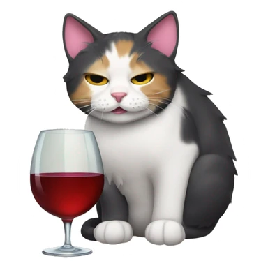 tired tricolor cat drinkin wine  sticker