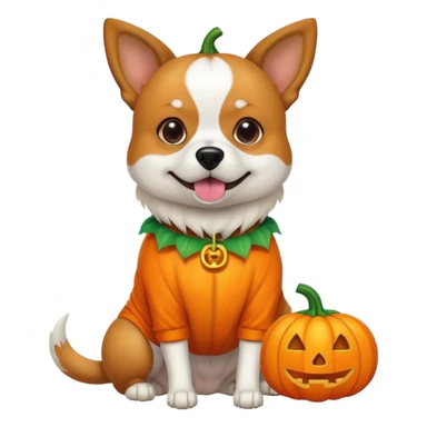 Dog wearing pumpkin outfit  sticker